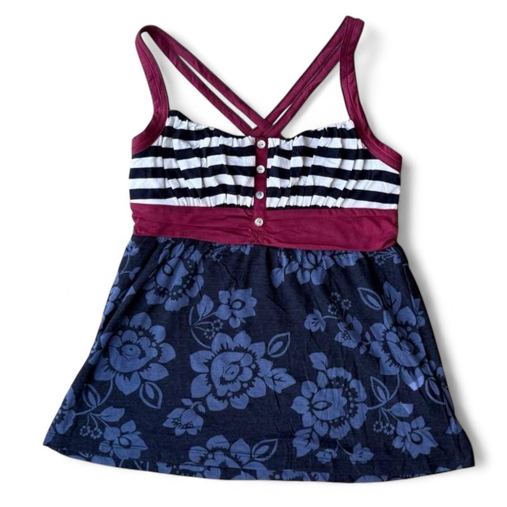 Y2K Rewind striped floral babydoll top Size Large